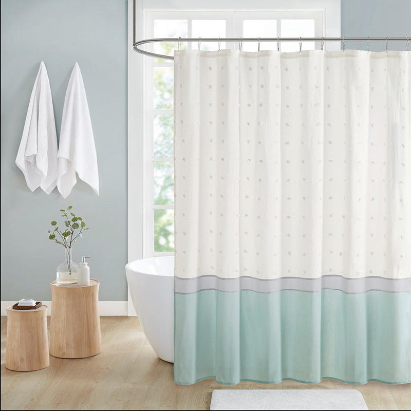 Home Outfitters Seafoam 100% Cotton Shower Curtain 72"W x 72"L, Shower Curtain for Bathrooms, Shabby Chic