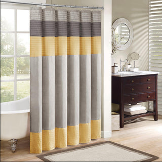 Madison Park Yellow Faux Silk Shower Curtain 72x72"