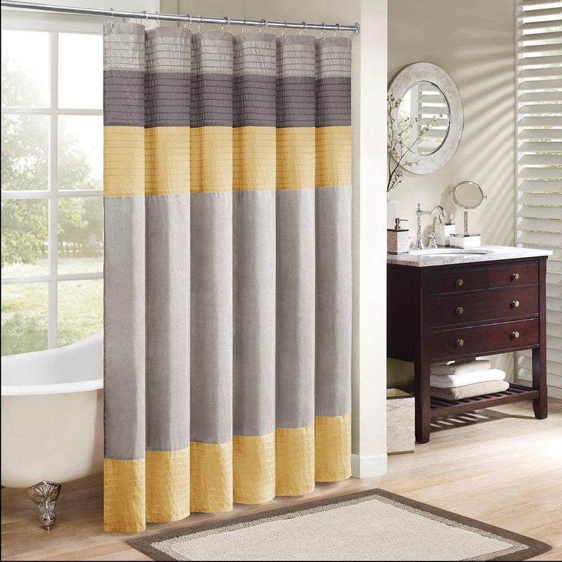 Home Outfitters Yellow Faux Silk Shower Curtain 72x72", Shower Curtain for Bathrooms, Transitional