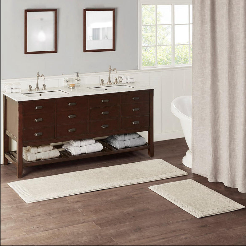 Home Outfitters Taupe 100% Cotton Tufted 3000GSM Reversible Bath Rug 24X72", Absorbent Bathroom Floor Mat, Transitional