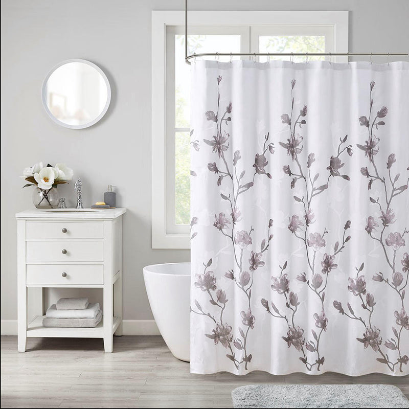 Home Outfitters Purple Printed Burnout Shower Curtain 72"W x 72"L, Shower Curtain for Bathrooms, Modern/Contemporary