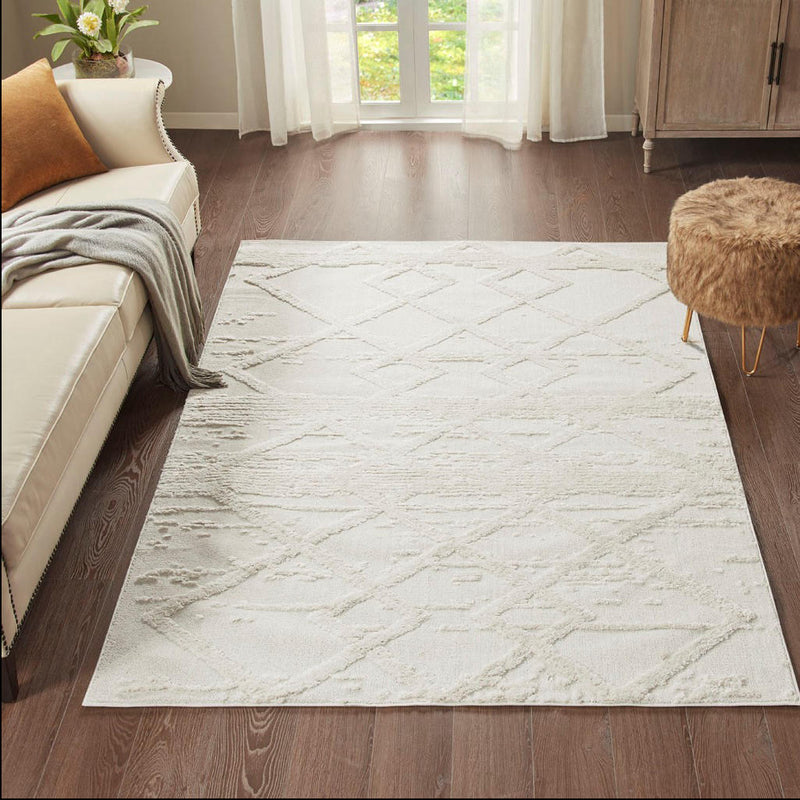 Home Outfitters Cream Terni Diamondback Cream Indoor Area Rug 5x7ft , Modern/Contemporary,  Great for Bedroom, Living Room