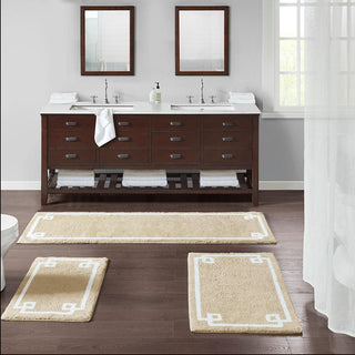 Madison Park Taupe 100% Cotton Tufted Rug 20x30", Absorbent Bathroom Floor Mat, Luxury