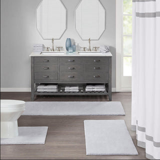 Madison Park Signature Grey 100% Polyester Marshmallow Bath Rug 24x40", Absorbent Bathroom Floor Mat, Luxury