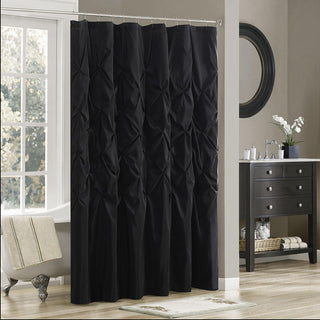 Madison Park Black Faux Silk Shower Curtain 72x72"