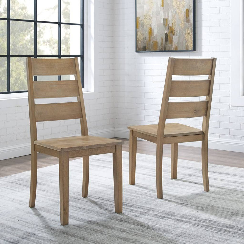 Joanna 2Pc Ladder Back Chair Set Rustic Brown - 2 Ladder Back Chairs- Crosley