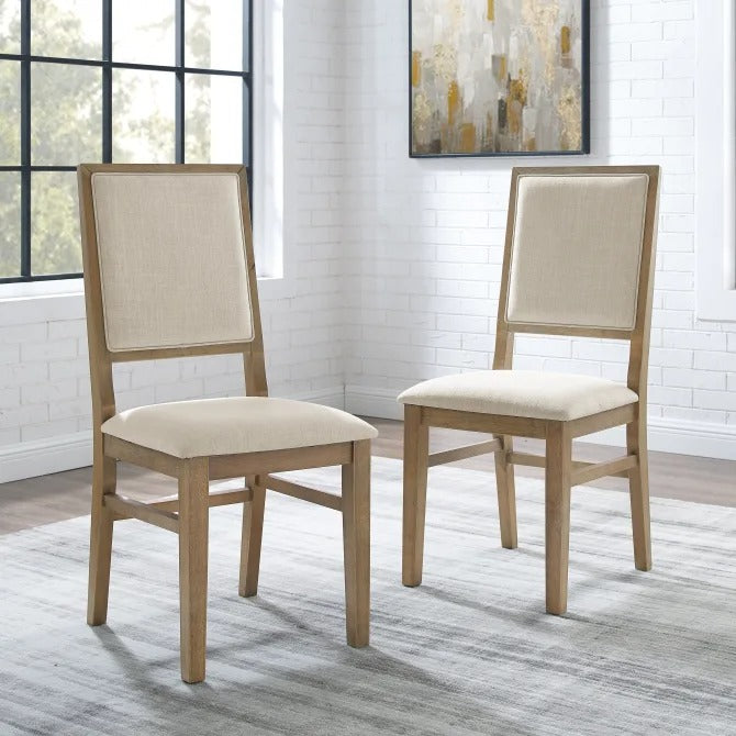 Joanna 2Pc Upholstered Back Chair Set Rustic Brown /Crème -Crosley