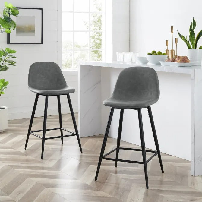 Weston 2Pc Counter Stool Set Distressed Gray- Crosley