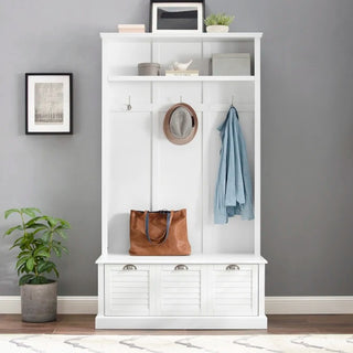 Crosley Furniture Ellison Hall Tree with Storage Drawer, White