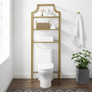 Crosley Aimee 3-Shelf Glass Space Saver, Soft Gold