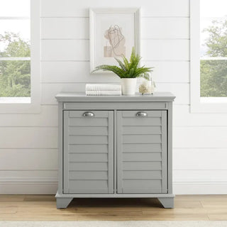 Crosley Furniture Lydia Two-Compartment Linen Hamper, Gray