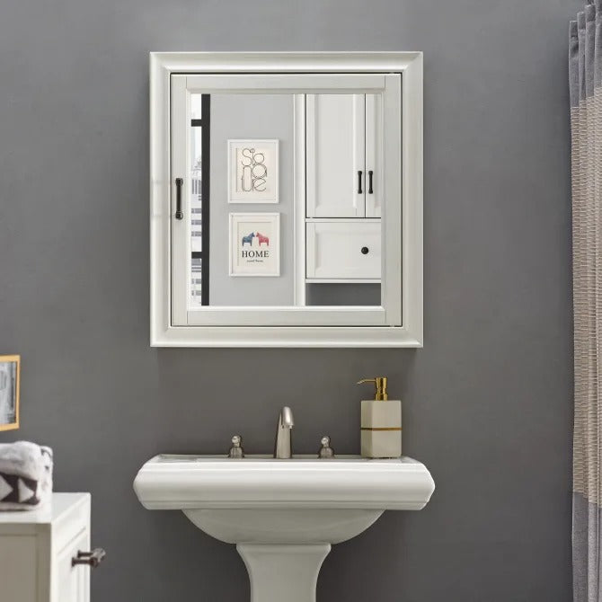 Crosley Furniture Tara Bathroom Mirror Cabinet, Vintage White