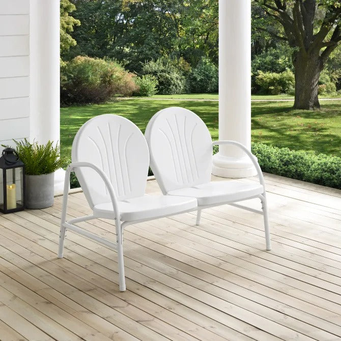 Crosley Furniture Griffith Metal Outdoor Loveseat - White