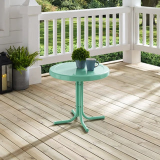 Crosley Furniture Griffith Retro Metal Outdoor Side Table, Aqua
