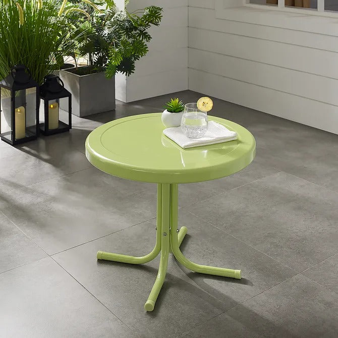 Crosley Furniture Griffith Retro Metal Outdoor Side Table, Key Lime