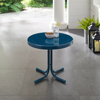 Crosley Furniture Griffith Retro Metal Outdoor Side Table, Navy