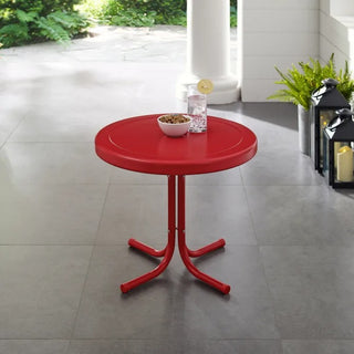 Crosley Furniture Griffith Retro Metal Outdoor Side Table, Red