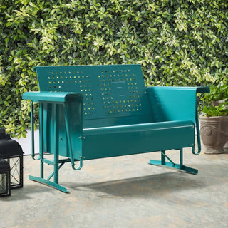 Crosley Furniture Bates Loveseat Glider -Turquoise Gloss