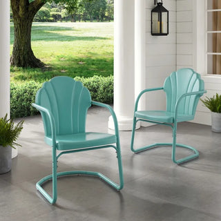 Crosley Tulip 2 Piece Chair Set Pastel Blue Satin
