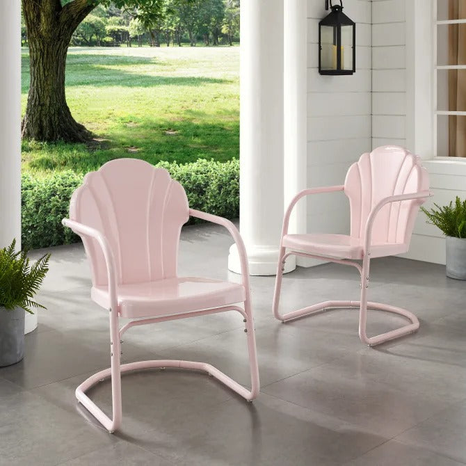 Crosley Tulip 2 Piece Chair Set Pastel Pink Gloss