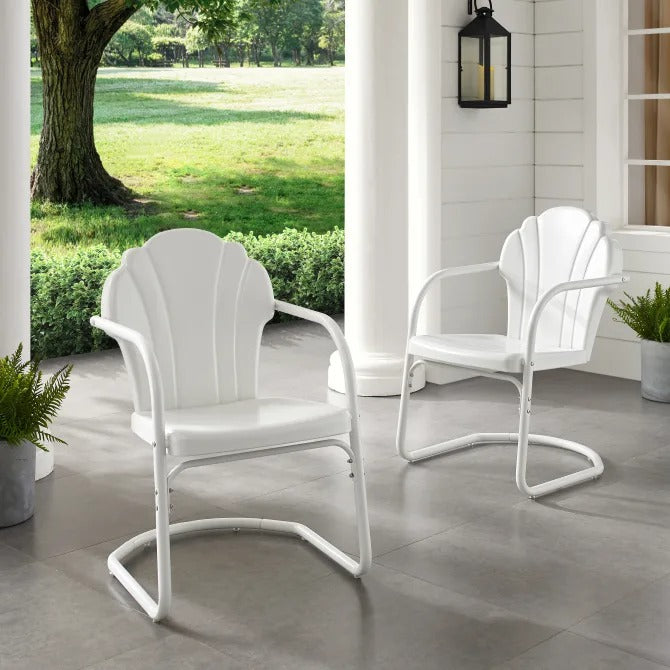 Crosley Tulip 2 Piece Chair Set White Satin