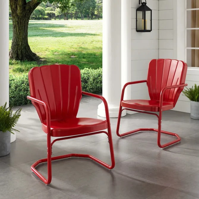 Crosley Ridgeland 2Pc Chair Set - 2 Chairs Bright Red Gloss