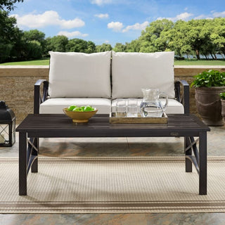Crosley Furniture Kaplan Outdoor Metal Coffee Table, Oiled Bronze