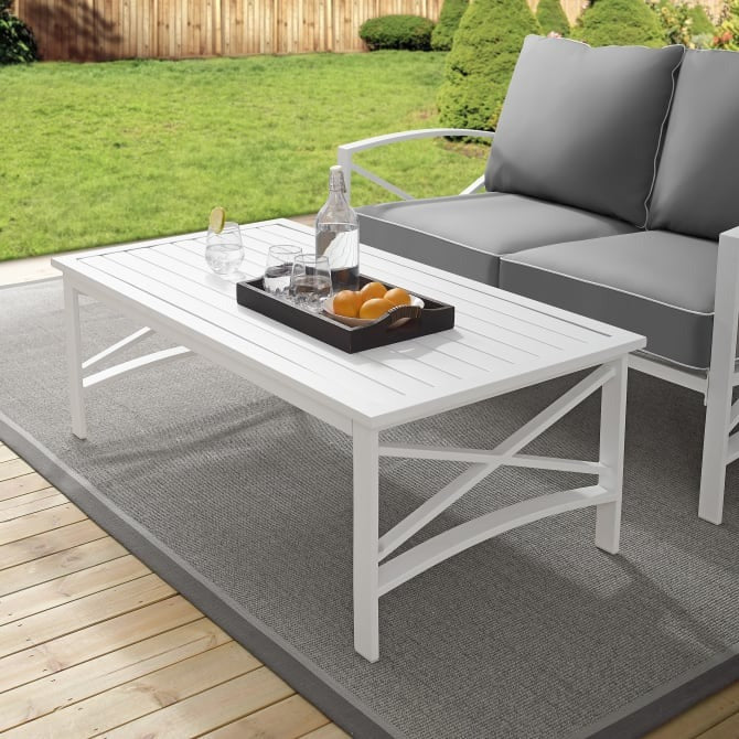 Crosley Furniture Kaplan Outdoor Metal Coffee Table, White