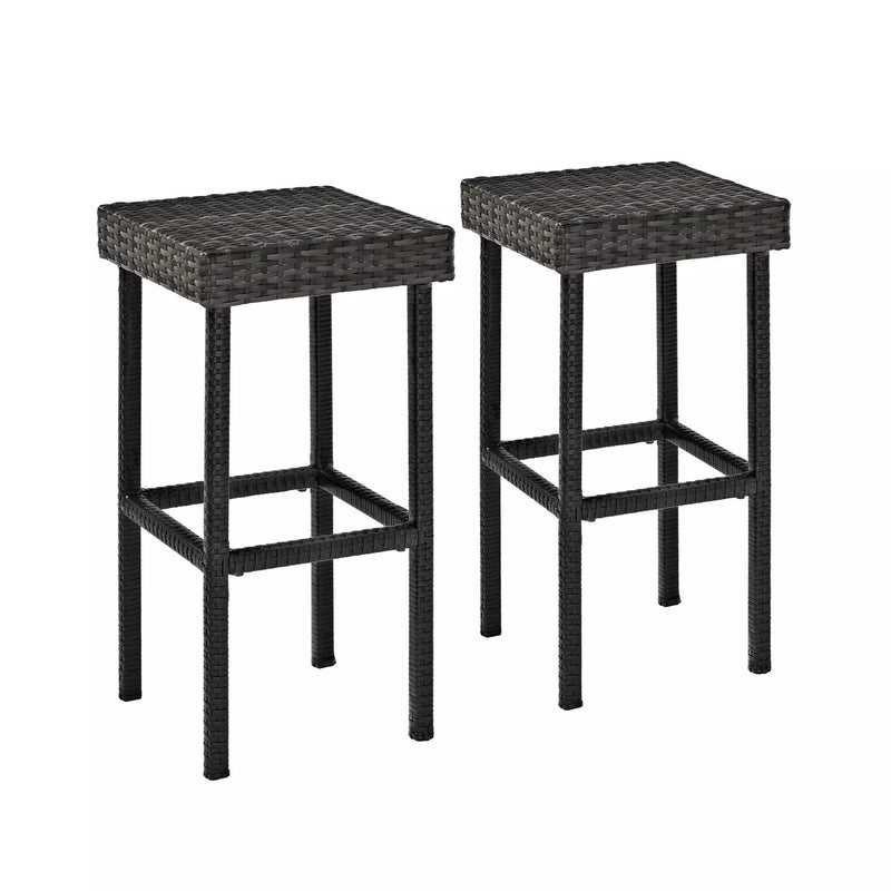 Palm Harbor 2pk Outdoor Wicker Bar Height Bar Stools - Weathered Gray - Crosley