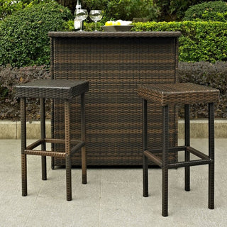 Palm Harbor 2pk Outdoor Wicker Bar Height Stools - Brown - Crosley