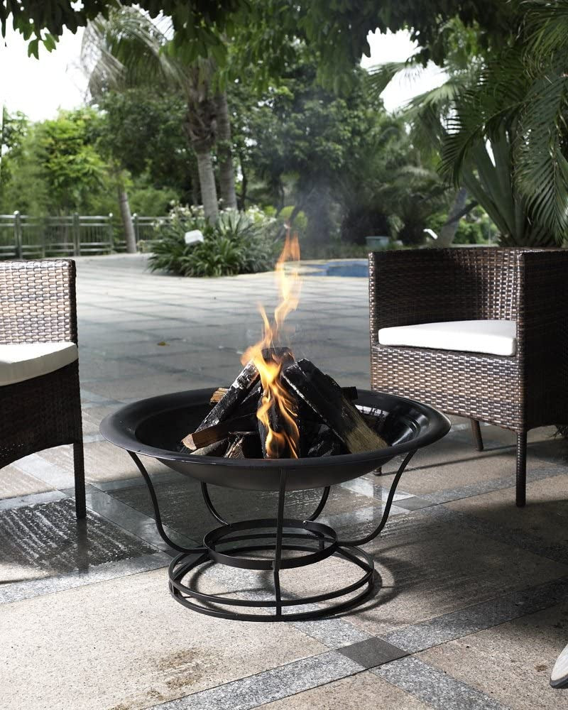 Crosley Furniture Buckner Outdoor Fire Pit with Steel Mesh Lid - Black