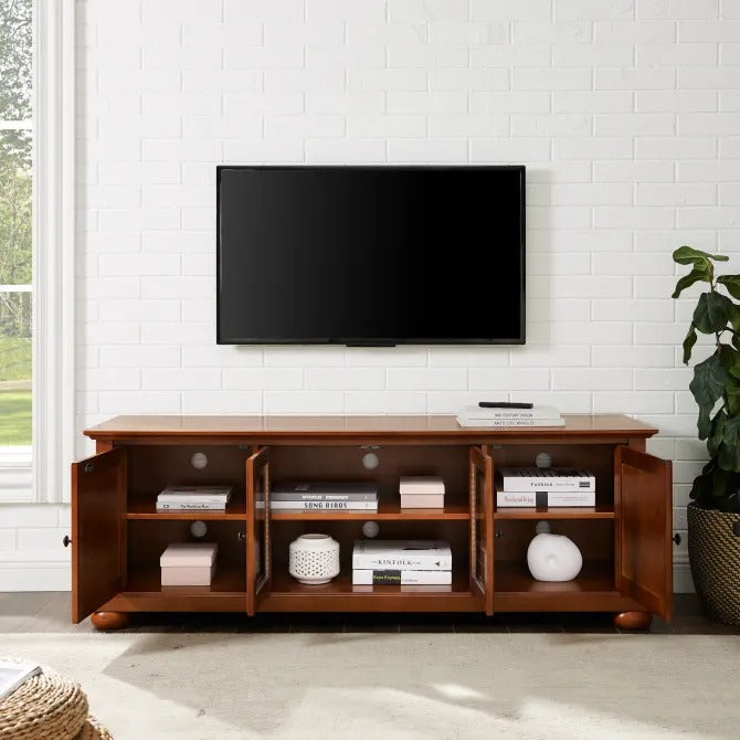Crosley Furniture Alexandria 60-inch Low-Profile TV Stand, Classic Cherry