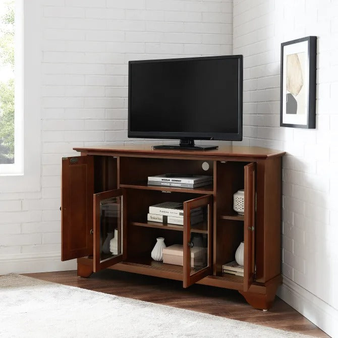 Crosley Furniture LaFayette 48-inch Corner TV Stand- Vintage Mahogany