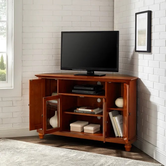 Crosley Furniture Cambridge 48-inch Corner TV Stand : Classic Cherry