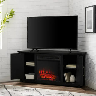 Crosley Furniture Camden 48-Inch Corner TV Stand with Electric Fireplace, Black