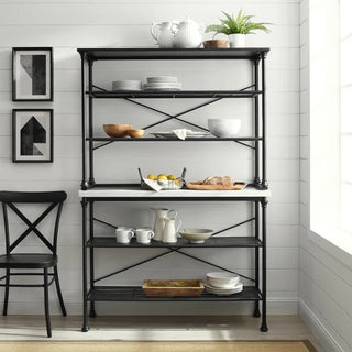 Madeleine Baker's Rack Console and Hutch White-marble