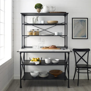 Madeleine Kitchen Island and Hutch Matte Black