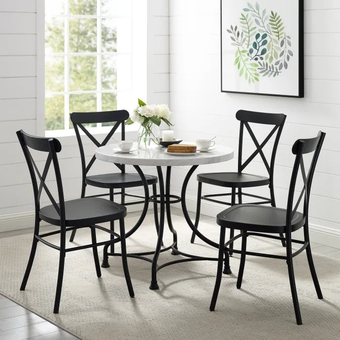 Crosley Furniture - Madeleine 32" 5 Piece Dining Set With Camille Chairs Matte Black - Table & 4 Chairs