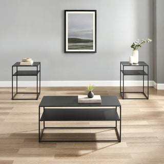 3pc Braxton Coffee and Accent Table Set Matte Black | SKU KF14007MB