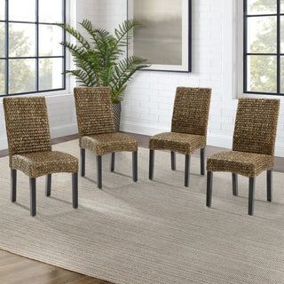 Edgewater 4PC Dining Chair Set in Seagrass/Dark Brown