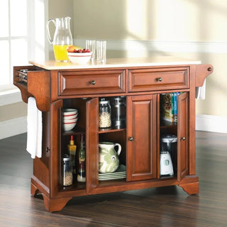 Lafayette Full Size Kitchen Island with Natural Wood Top, Cherry