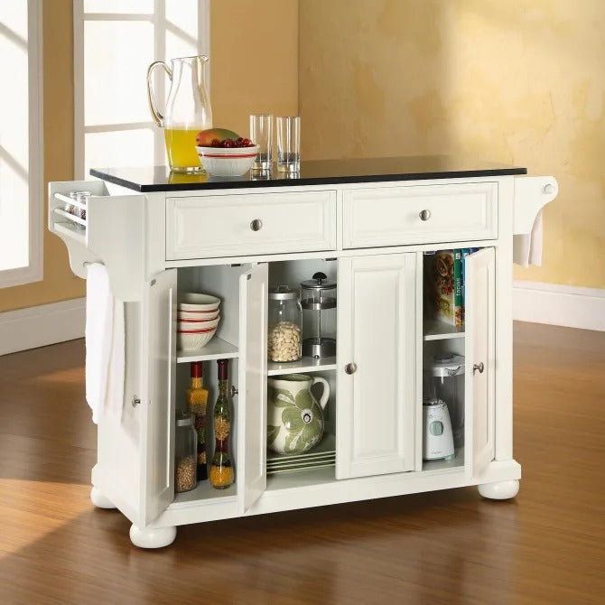 Crosley Furniture - Alexandria Solid Black Granite Top Kitchen Island In White finish