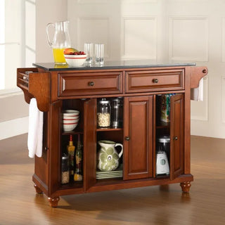'- Cambridge Solid Granite Top Kitchen Island Cherry finish