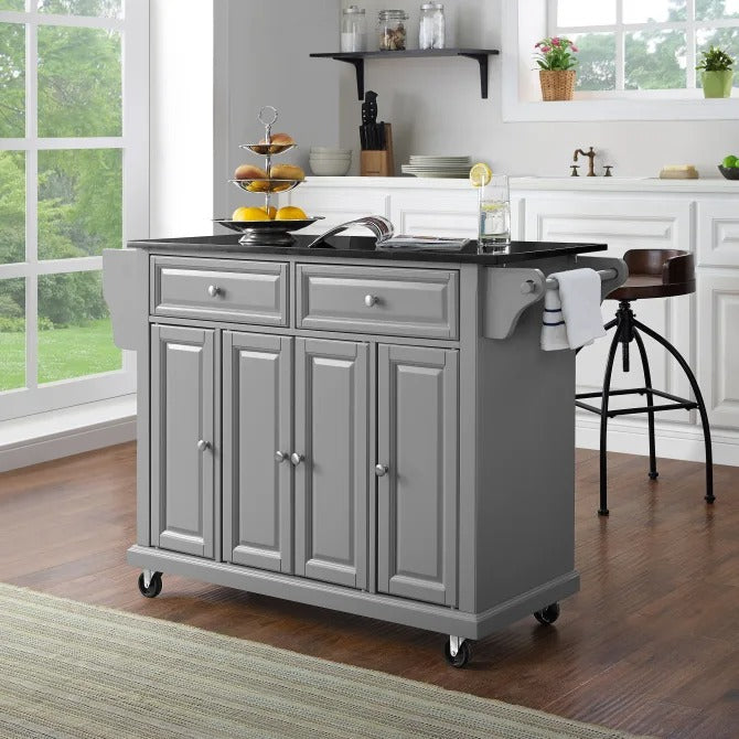 Crosley Full Size Granite Top Kitchen Cart, Gray