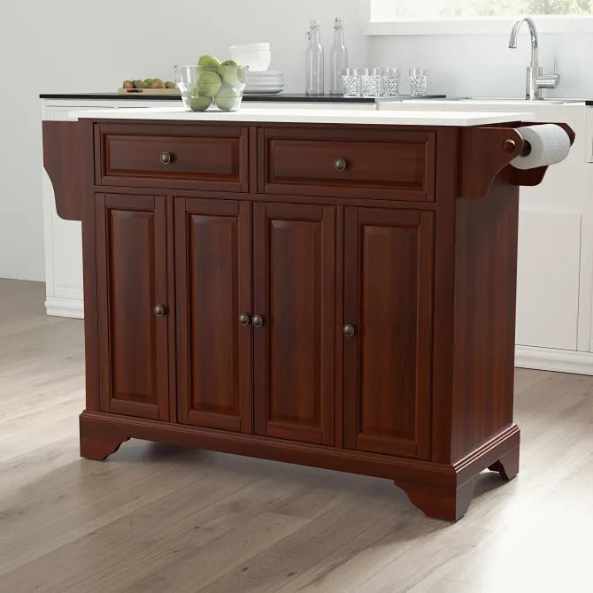 Crosley Furniture Lafayette Granite Top Island/Cart in Mahogany Color