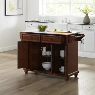 Cambridge Granite Top Island/Cart in Mahogany Color