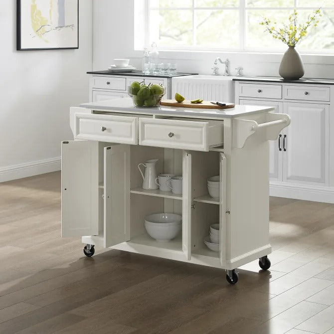 Crosley Furniture - Full Size Granite Top Kitchen Cart White/white