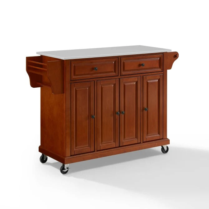 Crosley Furniture - Full Size Granite Top Kitchen Cart Cherry/white