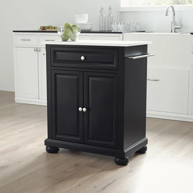 Crosley Furniture Alexandria Black/White Granite Top Portable Kitchen Island/Cart