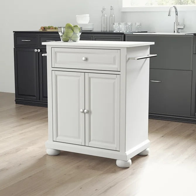 Crosley Furniture Alexandria White/White Granite Top Portable Kitchen Island/Cart